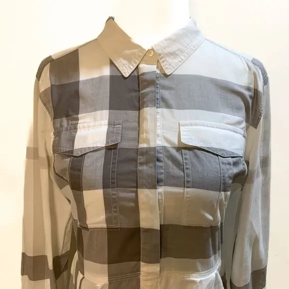 Burberry Brit Checkered Cotton Peggie Mini Pleated Dress Size 6 Long Sleeve - Picture 2 of 9